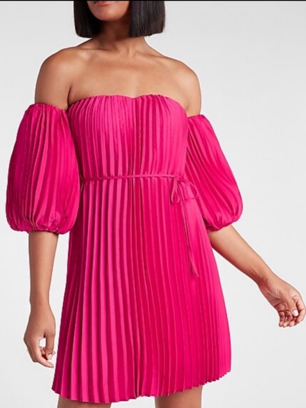 NWT Express Off Shoulder Pleated Mini Dress